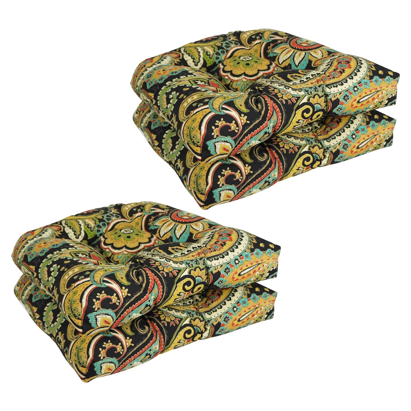 Coussins de chaise d'intérieur/extérieur à dossier arrondi de 48 cm (ensemble de 4) - 48 x 48 cm