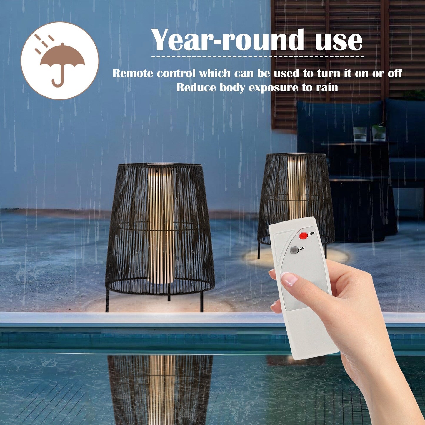 Lot de 2 lampadaires solaires d'extérieur