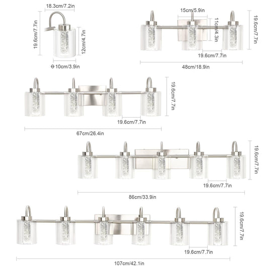 Luminaires de salle de bain en nickel brossé à 3/4/5/6 lumières