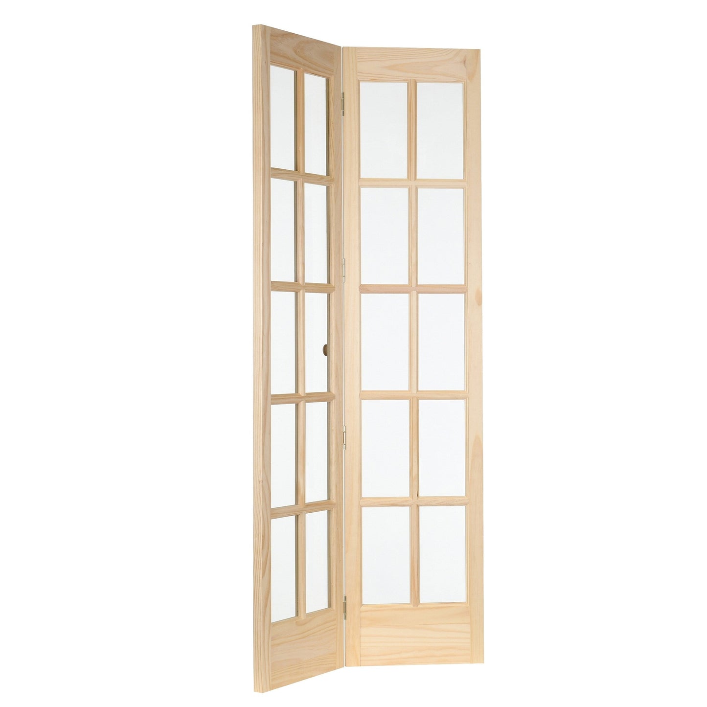 Porte pliante traditionnelle en pin brut AWC de 32 pouces avec verre divisé