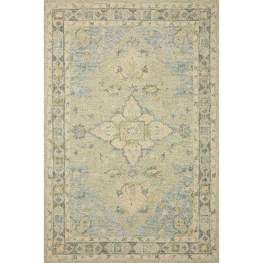 Tapis traditionnel en laine crocheté à la main en mosaïque Alexander Home