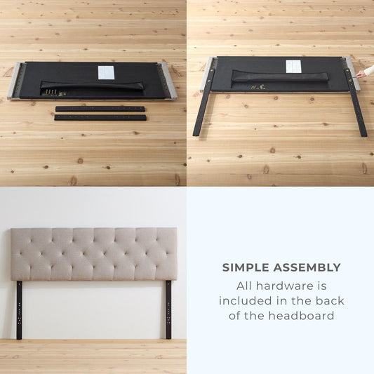 Tête de lit capitonnée réglable Brookside Kaylee, motif carré et losange