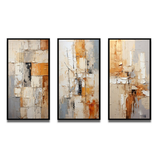 Designart Abstraction I Ensemble de 3 cadres abstraits pour la décoration murale intérieure