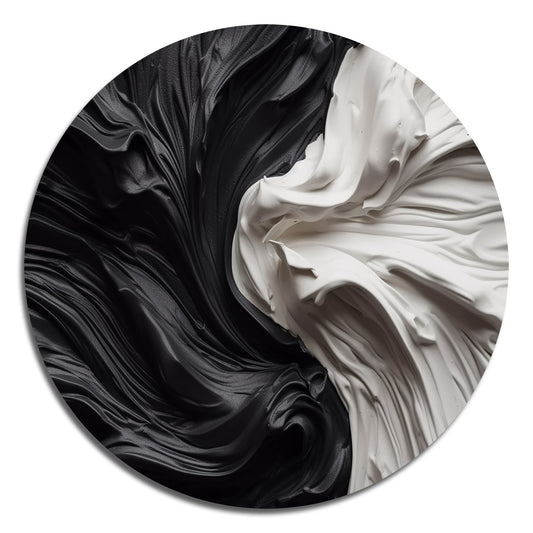 Designart Noir et Blanc Marbré Rêveur V Art Mural Rond Géométrique Moderne en Métal Art Mural Rond