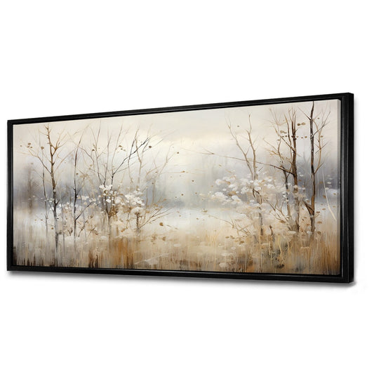 Décoration murale Designart Winter Meadow View Calmness II Meadow Grey - Toile encadrée pour chambre traditionnelle