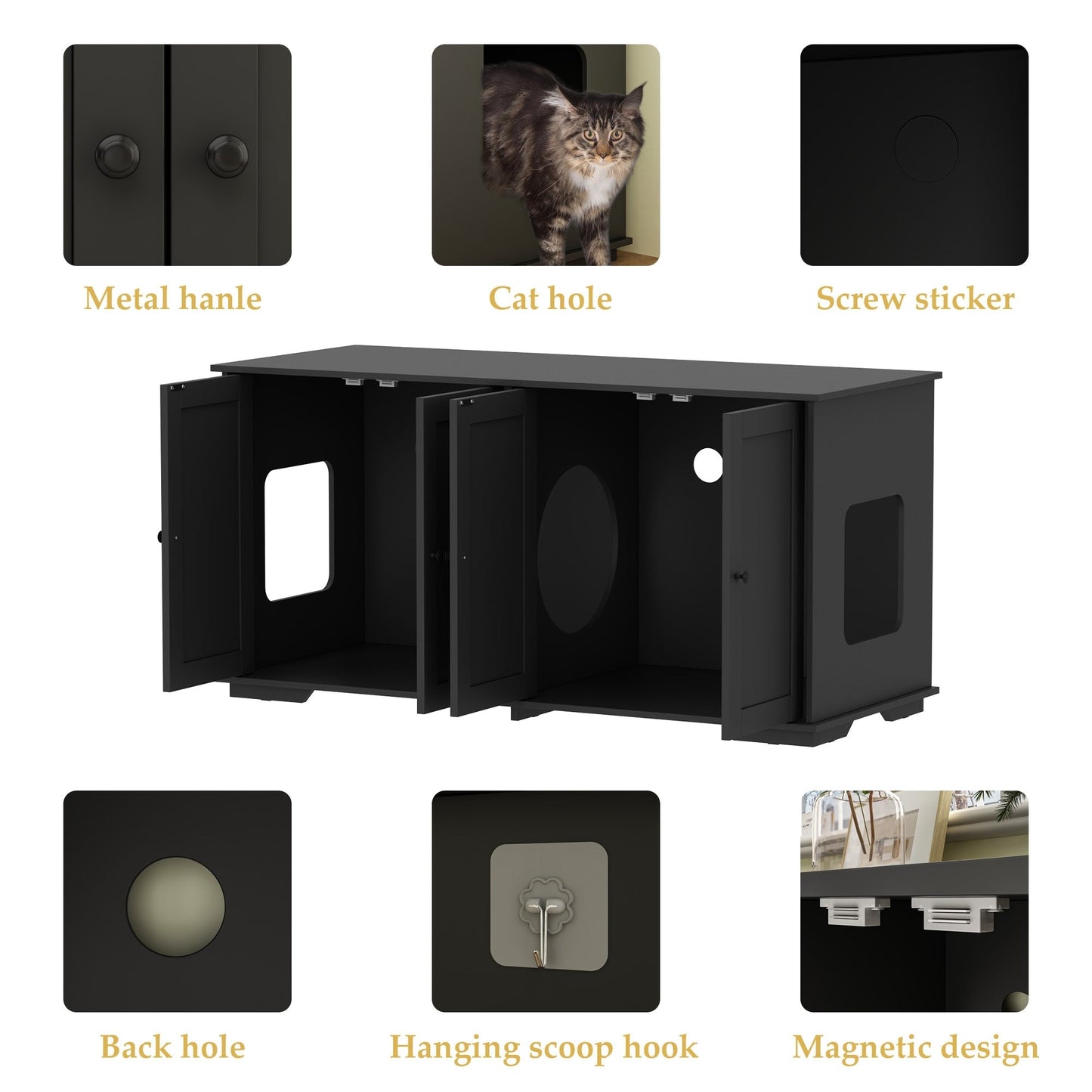Meuble de dissimulation pour bac à litière pour chat et toilettes privées pour animaux de compagnie
