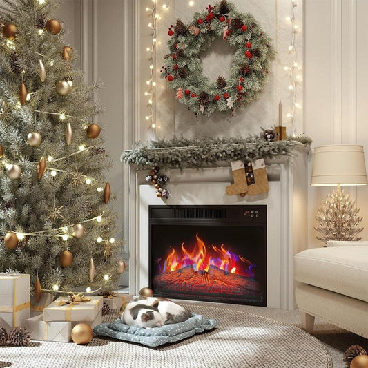 Foyer électrique encastrable avec chauffage réglable, luminosité, minuterie et protection contre la surchauffe, 1 400 W, homologué CSA