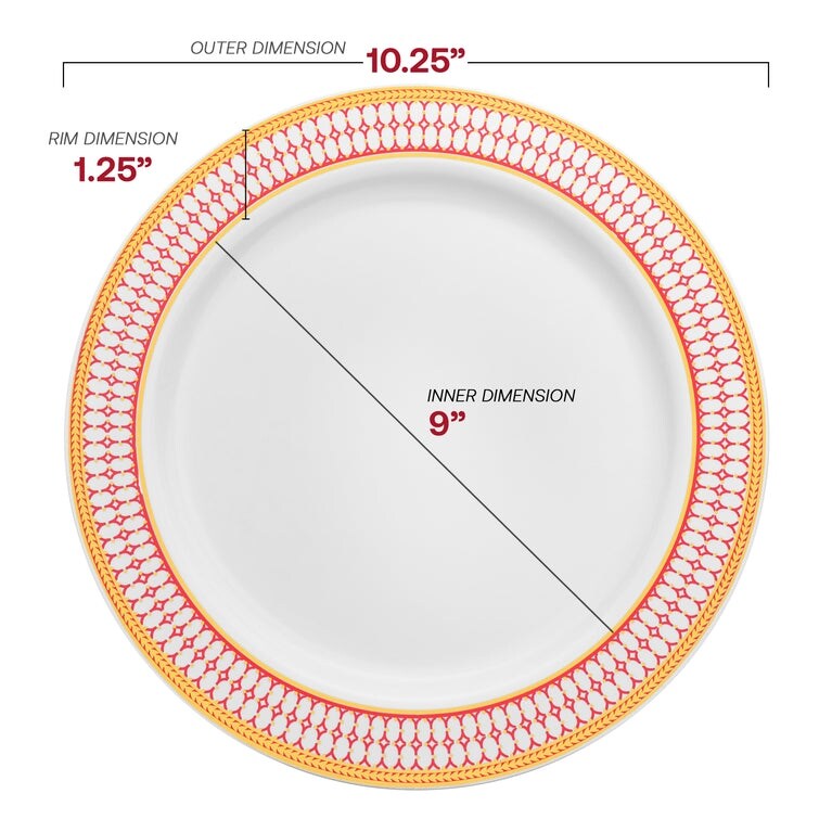 Assiettes jetables en plastique avec bordure dorée élégante - Articles de fête