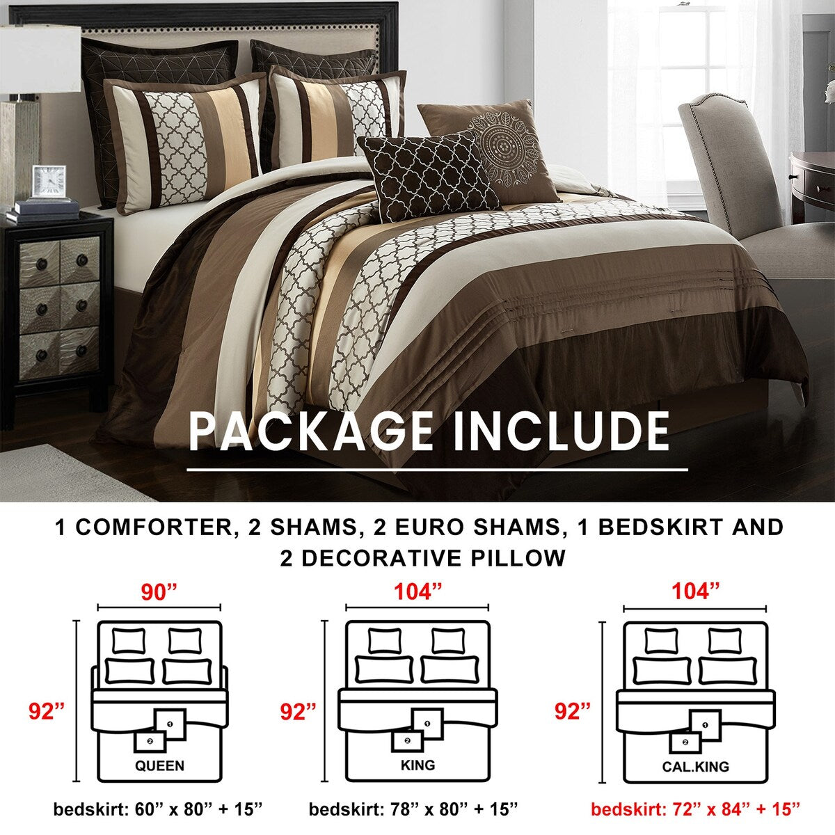 Ensemble de couette 8 pièces Nanshing Avalon Trellis à imprimé marocain