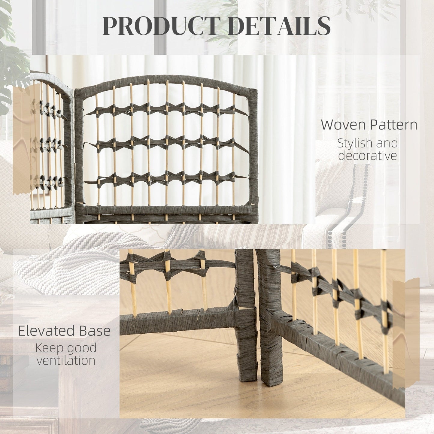 Cloison de séparation HOMCOM, 1,70 m de haut, pliable, en fibre ondulée, blanche.