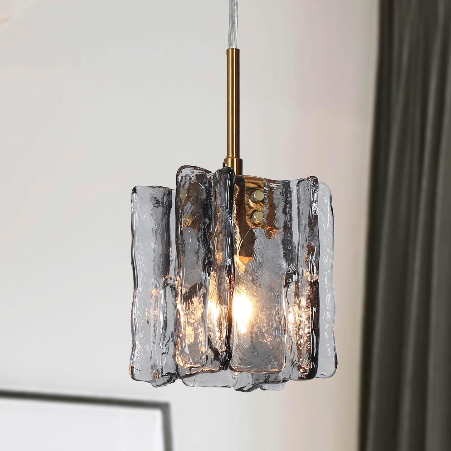 Suspension Kasy Modern à 1 lumière, luminaire en verre pour îlot de salle à manger