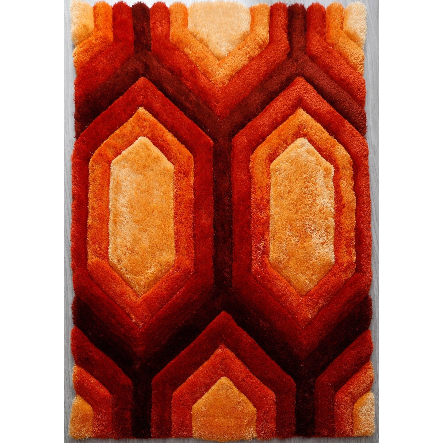 Tapis contemporain Mateos Shag rouge/orange