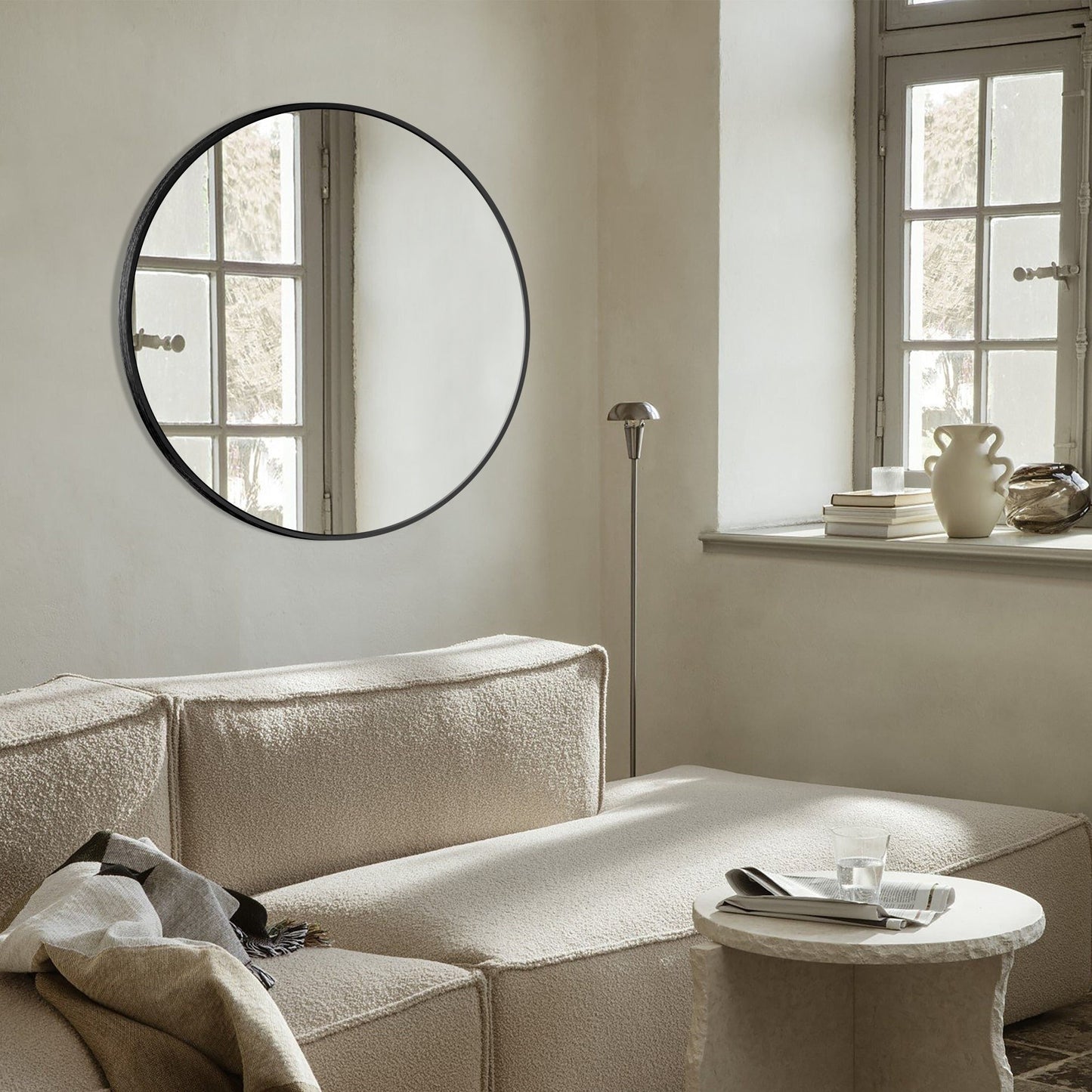 Miroir de courtoisie rond mural moderne pour salle de bain