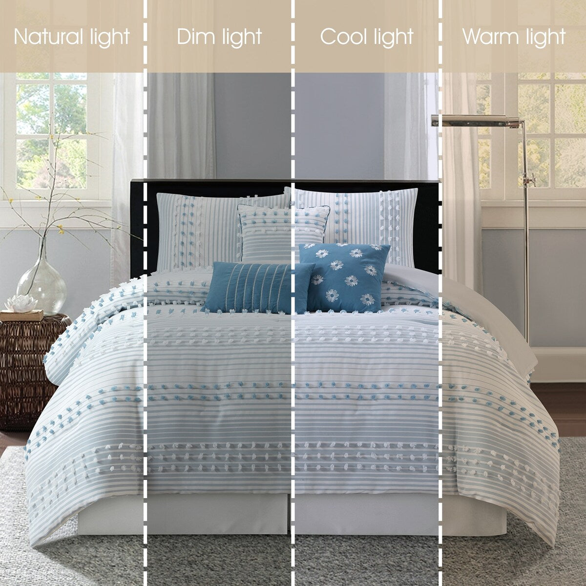 Ensemble de couette 7 pièces à rayures modernes Nanshing Jessy