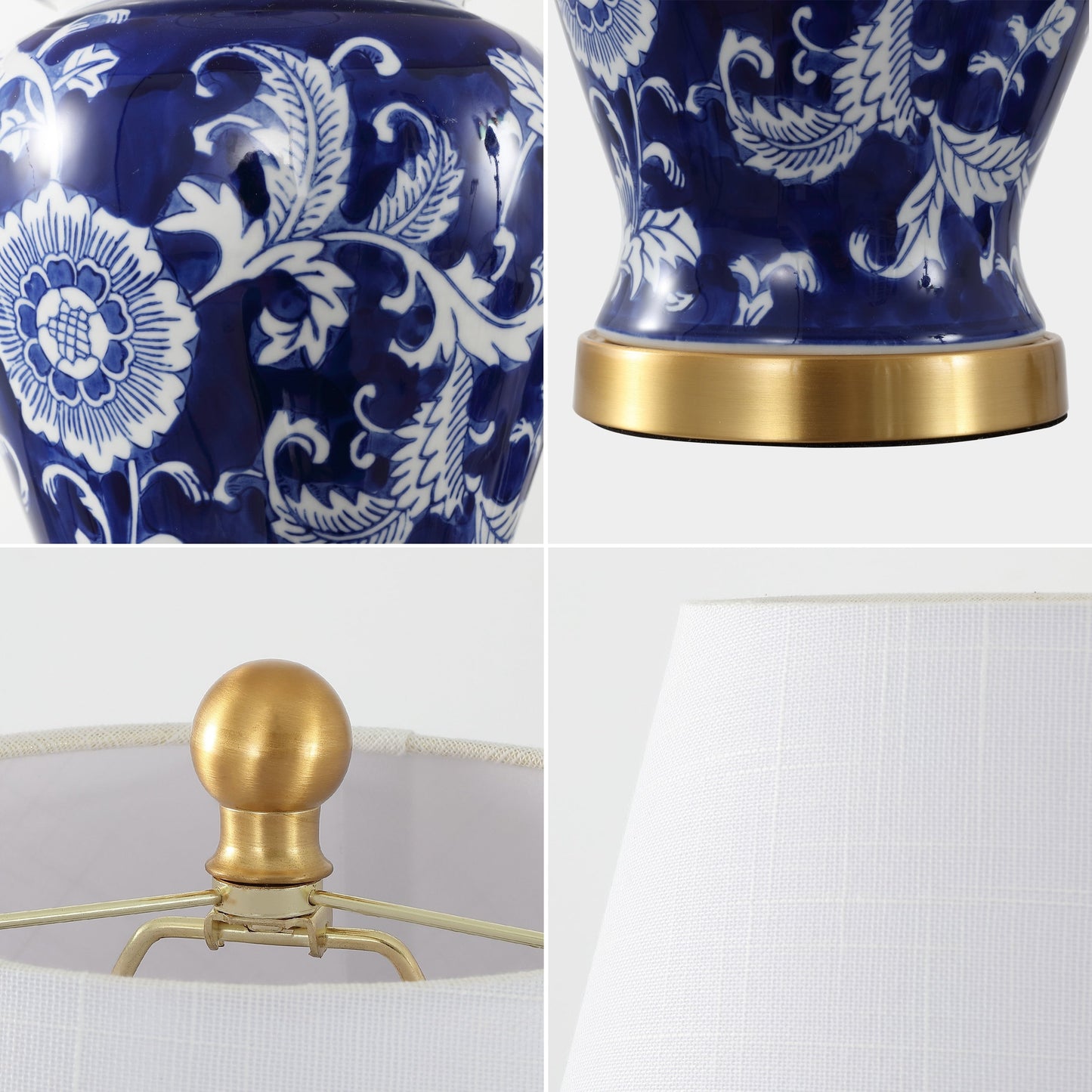 Lampe de table LED Penelope 22 Chinoiserie, bleu/blanc, par JONATHAN Y