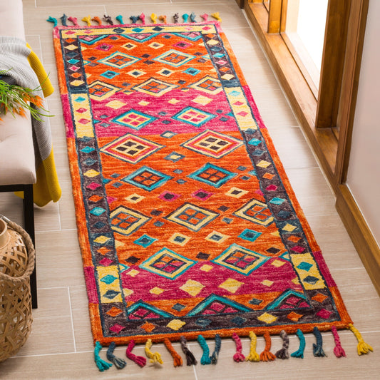 Tapis en laine Aspen Hysnie éclectique orange/fuchsia fait main SAFAVIEH