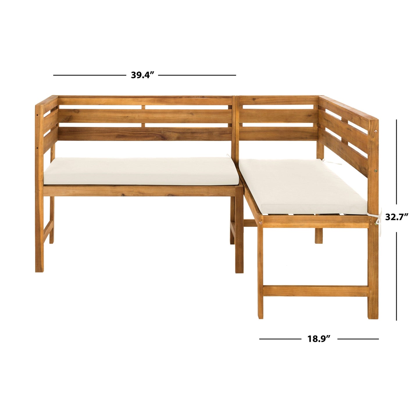 Ensemble de salon d'angle d'extérieur Kenna 3 pièces pour balcon SAFAVIEH - 39 L x 19 P x 33 H