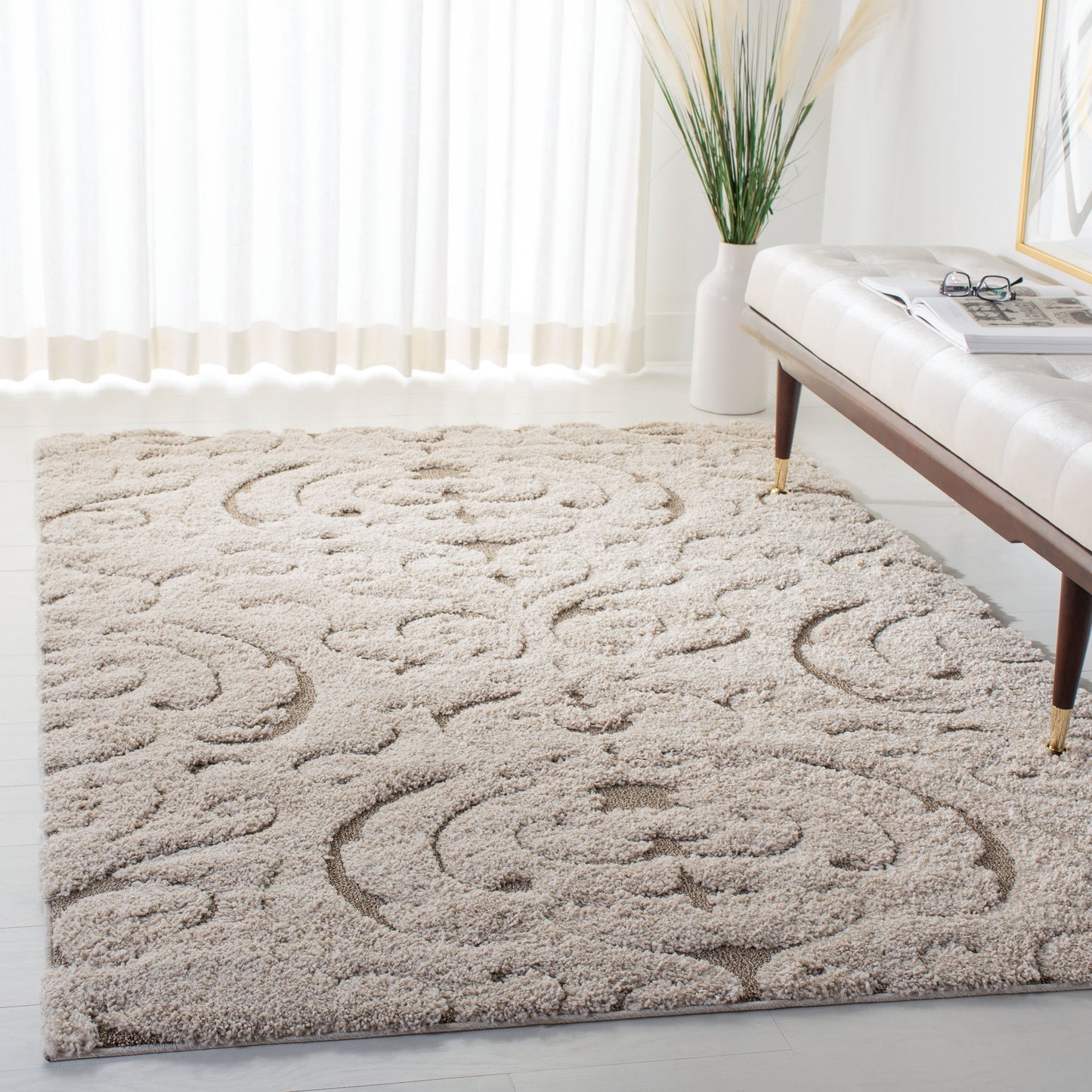 Tapis SAFAVIEH, Florida Shag Semire Damask de 3 cm d'épaisseur