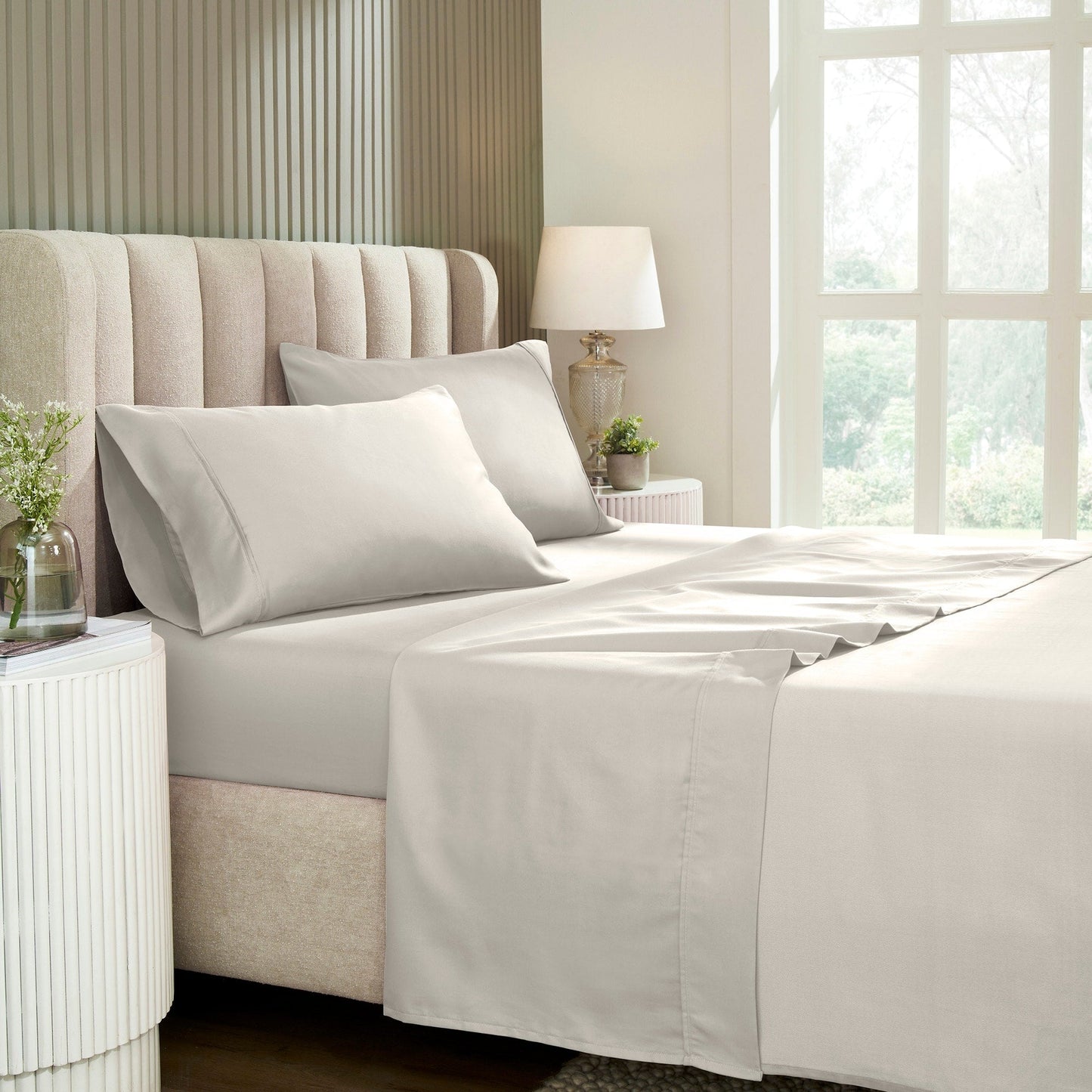 Ensemble de draps-housses en mélange de coton de qualité supérieure, 1200 fils/cm², à poches profondes.