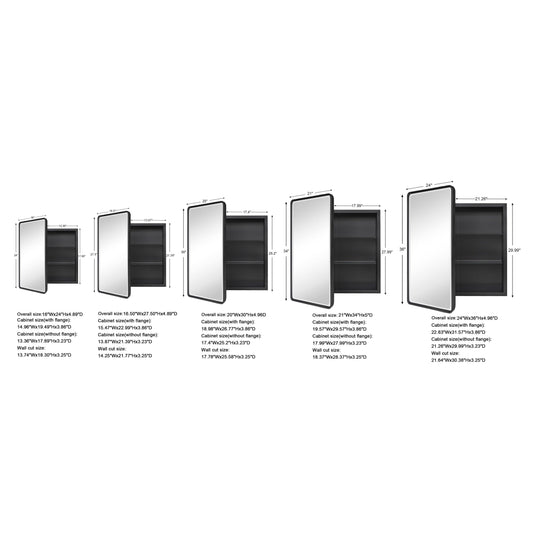 Armoires à pharmacie encastrées en métal de style ferme TEHOME avec miroir