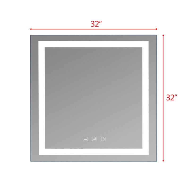 Miroir de salle de bain tactile LED tricolore à intensité variable