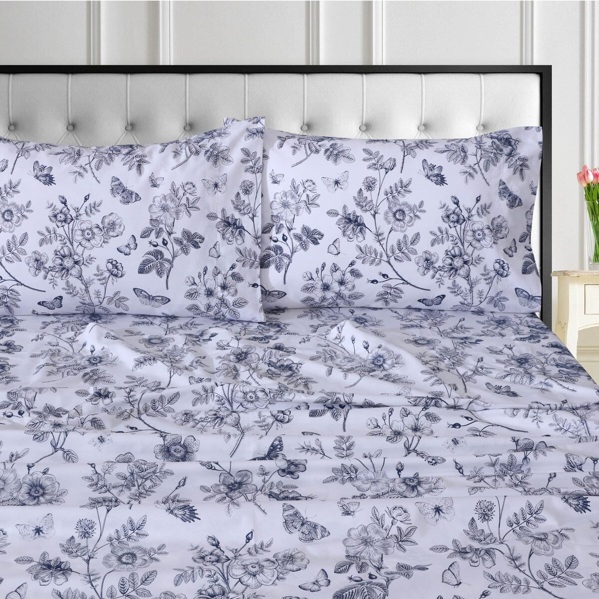 Ensemble de draps en percale de coton biologique Tribeca Living, 400 fils, poches extra profondes