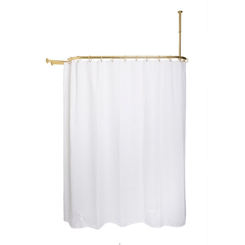 Barre de douche en aluminium antirouille Utopia Alley avec support de plafond pour baignoire sur pieds, 117 x 56 cm