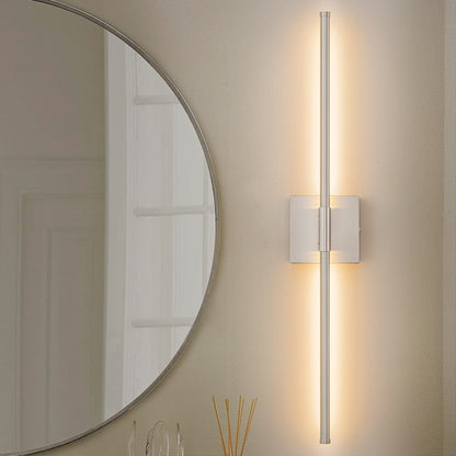Applique murale LED linéaire moderne à 1 lumière, noire/dorée/nickel, à intensité variable, pour salle de bain.