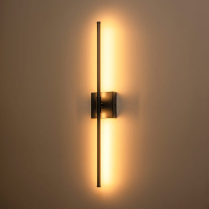 Applique murale LED linéaire moderne à 1 lumière, noire/dorée/nickel, à intensité variable, pour salle de bain.