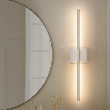 Applique murale LED linéaire moderne à 1 lumière, noire/dorée/nickel, à intensité variable, pour salle de bain.