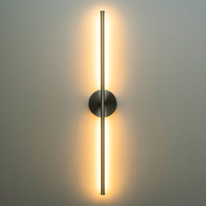 Applique murale LED linéaire moderne à 1 lumière, noire/dorée/nickel, à intensité variable, pour salle de bain.