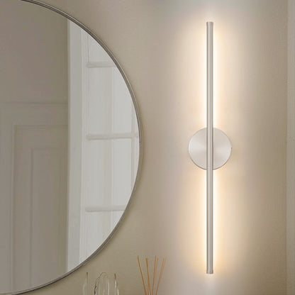 Applique murale LED linéaire moderne à 1 lumière, noire/dorée/nickel, à intensité variable, pour salle de bain.
