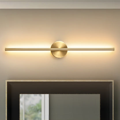 Applique murale LED linéaire moderne à 1 lumière, noire/dorée/nickel, à intensité variable, pour salle de bain.