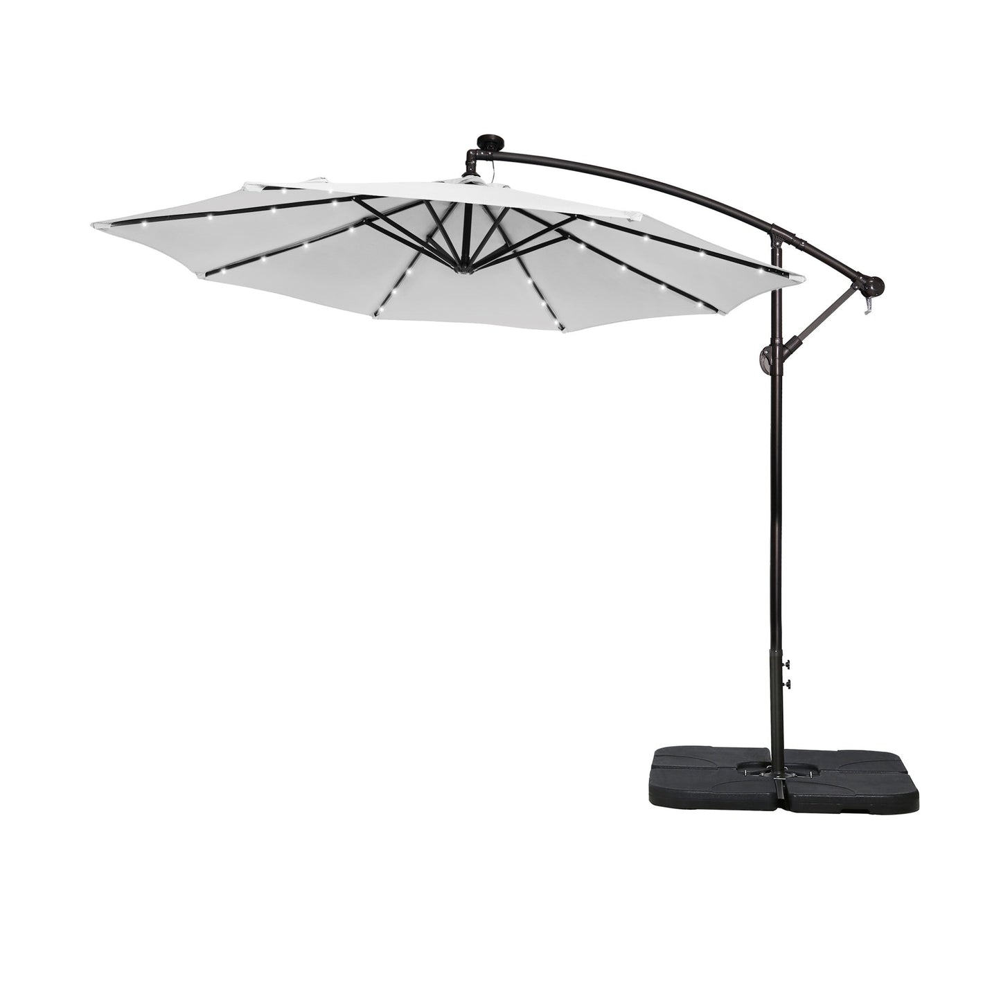 Parasol de terrasse éclairé à énergie solaire de 3 m avec pied