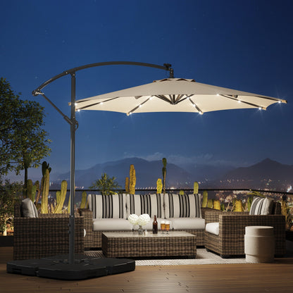Parasol de terrasse éclairé à énergie solaire de 3 m avec pied