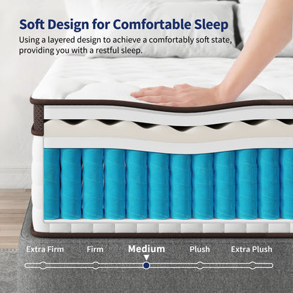 Matelas hybride en mousse à mémoire de forme 10 - Soutien ferme moyen avec ressorts renforcés pour soulager la pression, certifié CertiPUR-US
