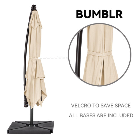 Parasol déporté à manivelle en acier de 10 pieds avec base lestée