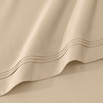 Parure de draps en coton égyptien de qualité supérieure 1000 fils au pouce carré, à poches profondes et à motif uni