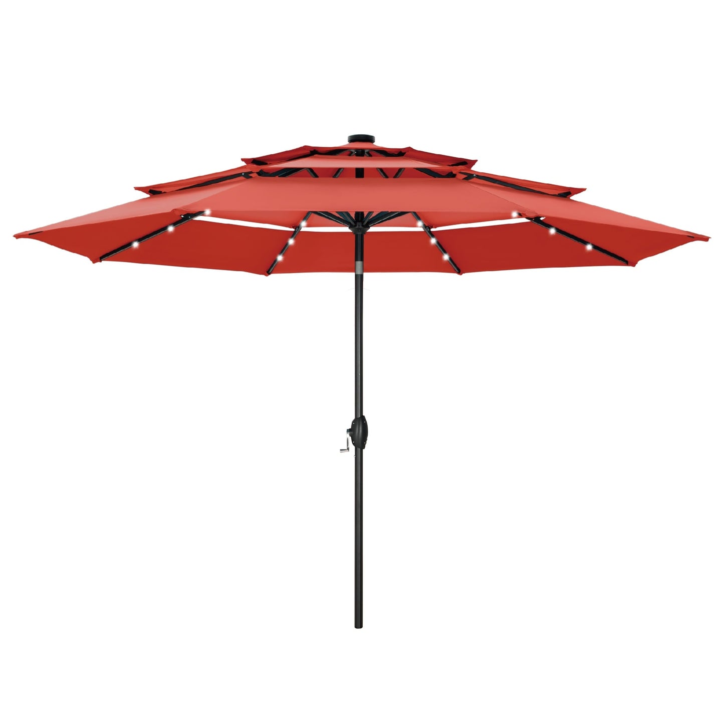 Parasol de terrasse inclinable à 3 niveaux de 10 pieds de MAISON ARTS, parasol d'extérieur à double ventilation avec lumières LED