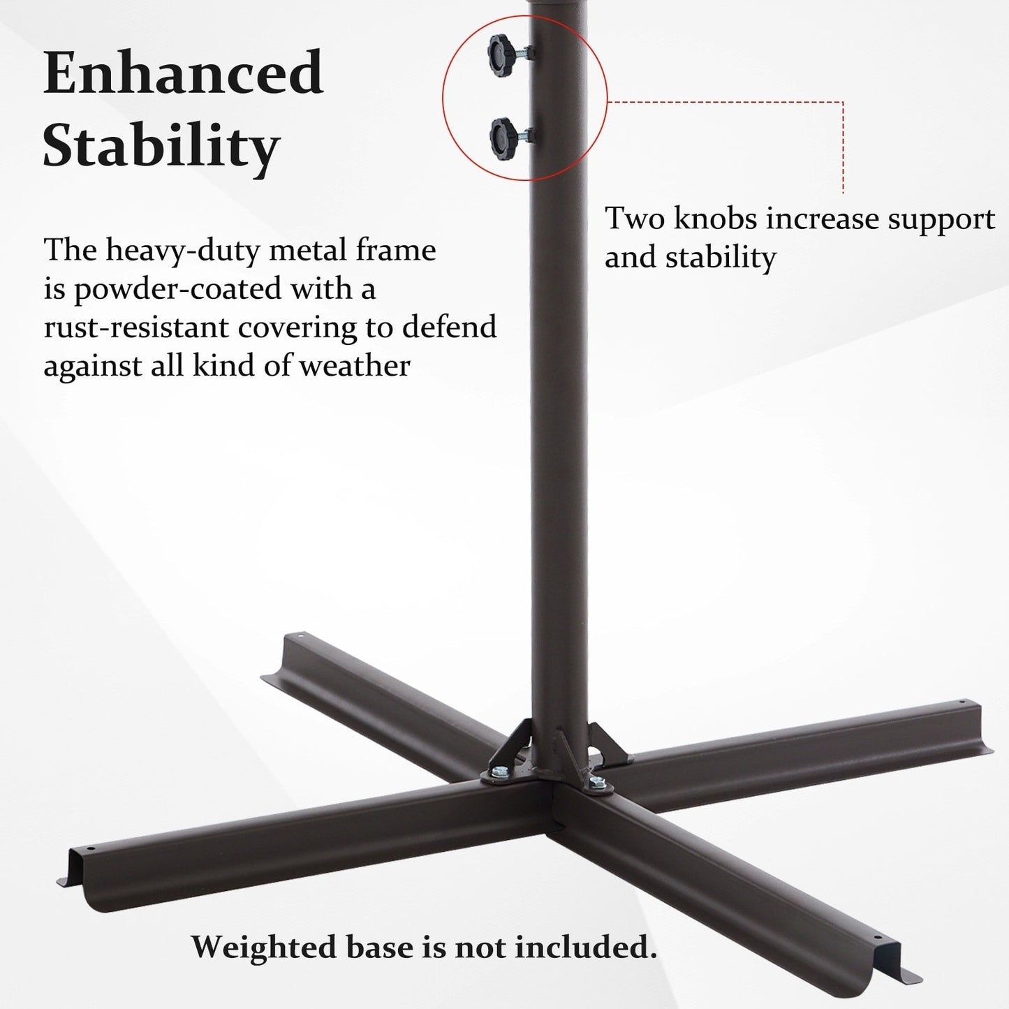 Parasol déporté suspendu à manivelle en acier de 3 m