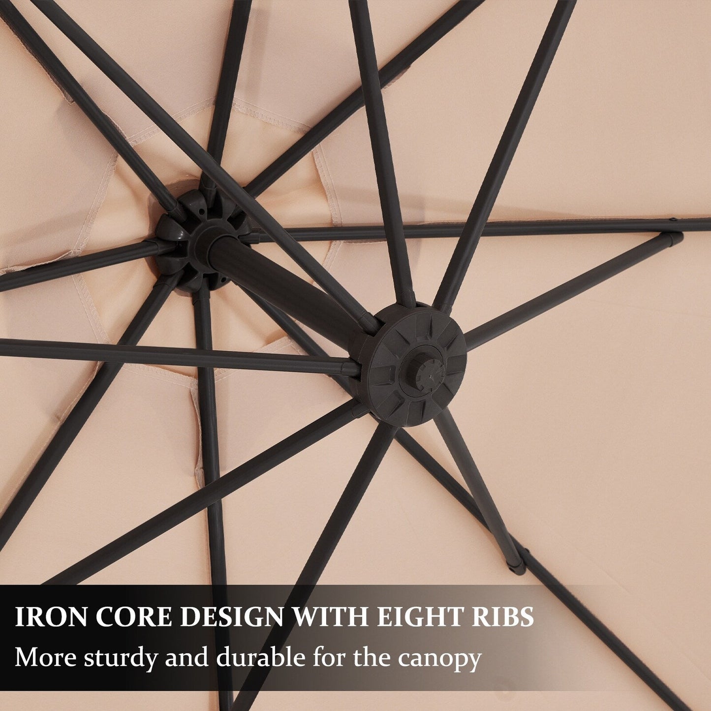 Parasol déporté suspendu à manivelle en acier de 3 m