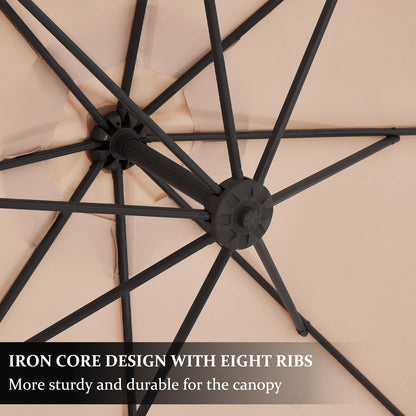 Parasol déporté suspendu à manivelle en acier de 3 m