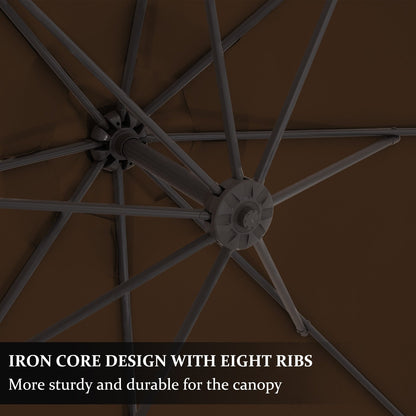 Parasol déporté suspendu à manivelle en acier de 3 m