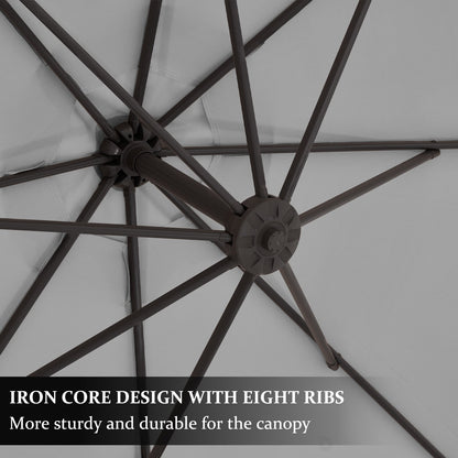 Parasol déporté suspendu à manivelle en acier de 3 m