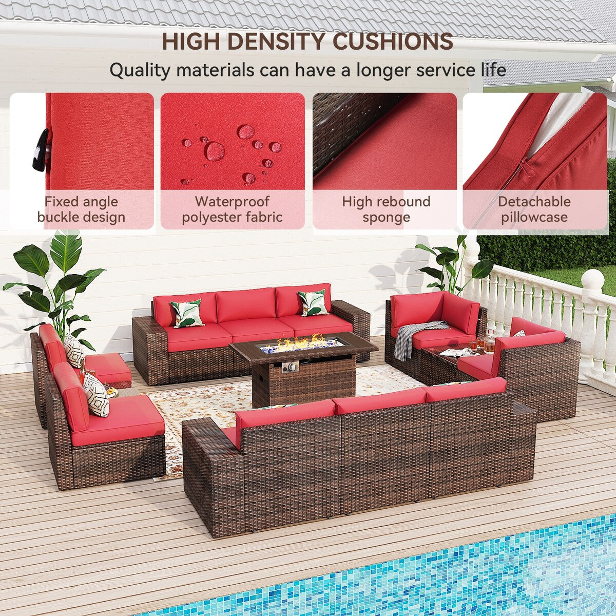 Ensemble de meubles de patio 13 pièces avec table de foyer 44