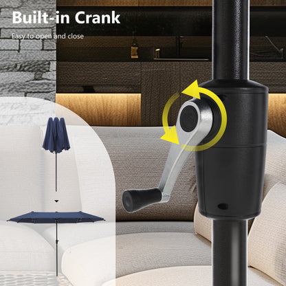 Parasol de terrasse double face extra large de 4 m (13 pi) avec manivelle, MAISON ARTS