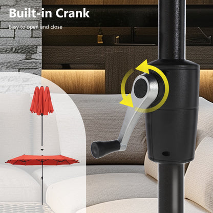 Parasol de terrasse double face extra large de 4 m (13 pi) avec manivelle, MAISON ARTS