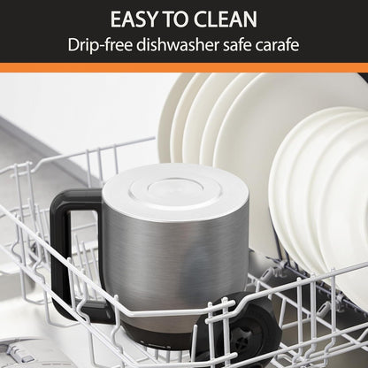 Cafetière programmable 14 tasses, carafe en acier inoxydable, 3 niveaux d'infusion, minuterie 24 h, maintien au chaud 4 h