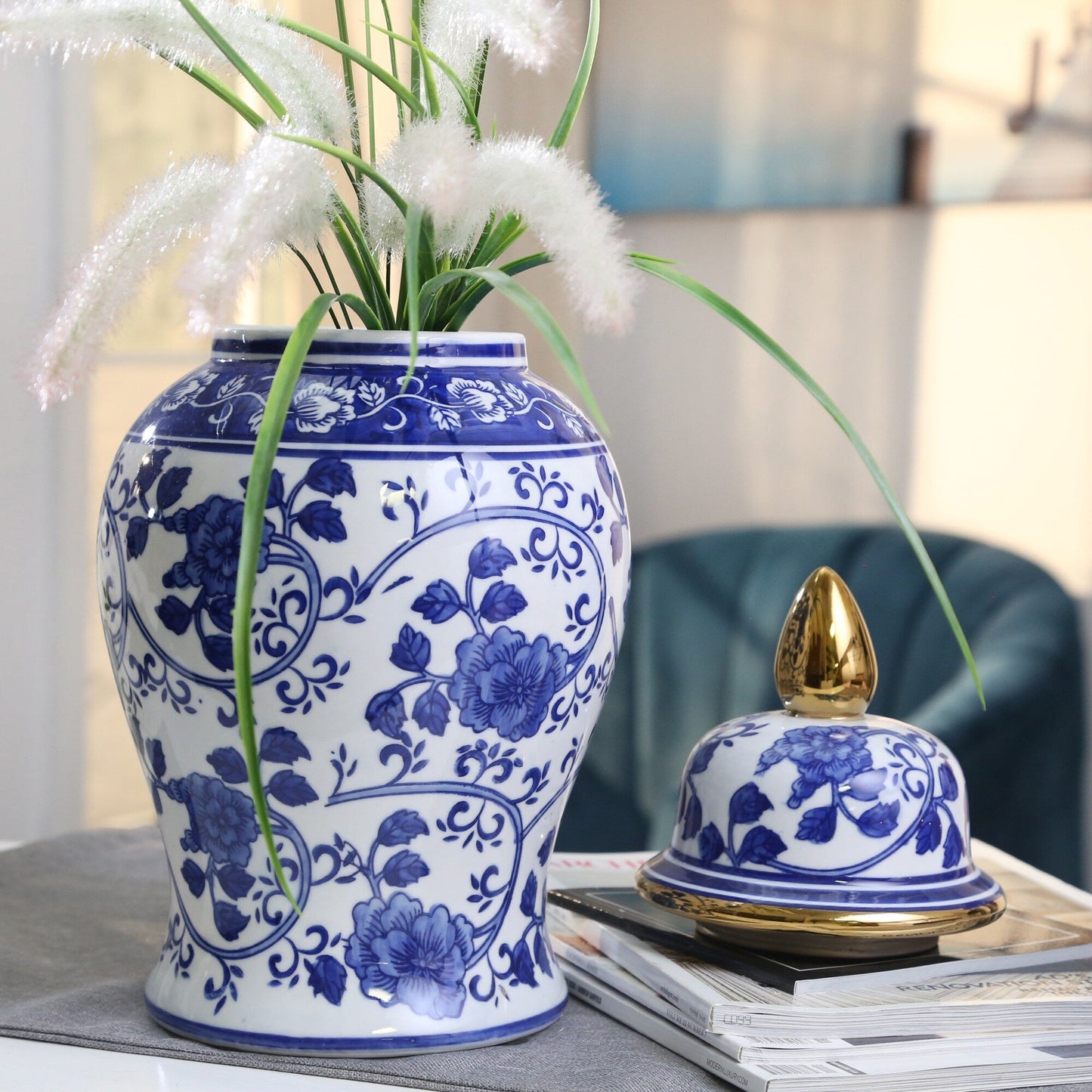 Bocal à motifs éclectiques Sagebrook Home avec couvercle