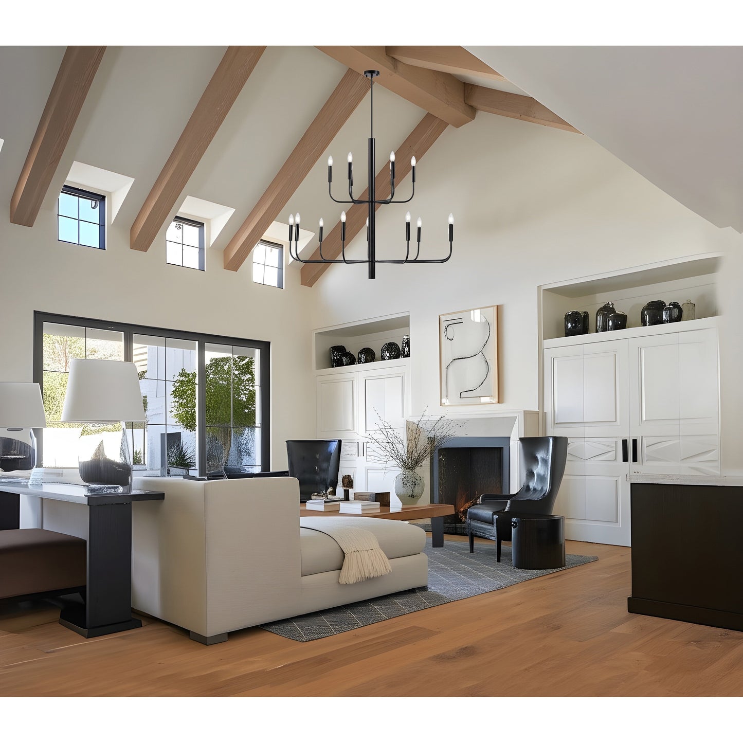 Lustre chandelier minimaliste à 15 lumières, 2 niveaux, design ancien - 48